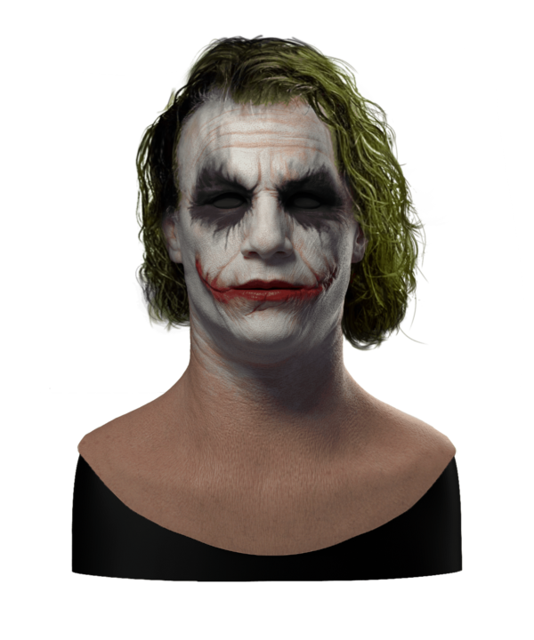 Hyper Realistic Heath Ledger Joker Silicone Mask for Halloween With Hair