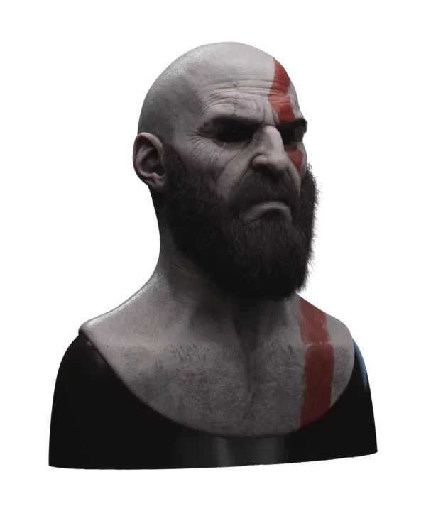 Hyper Realistic Kratos God Of War Silicone Mask for Halloween With Hair